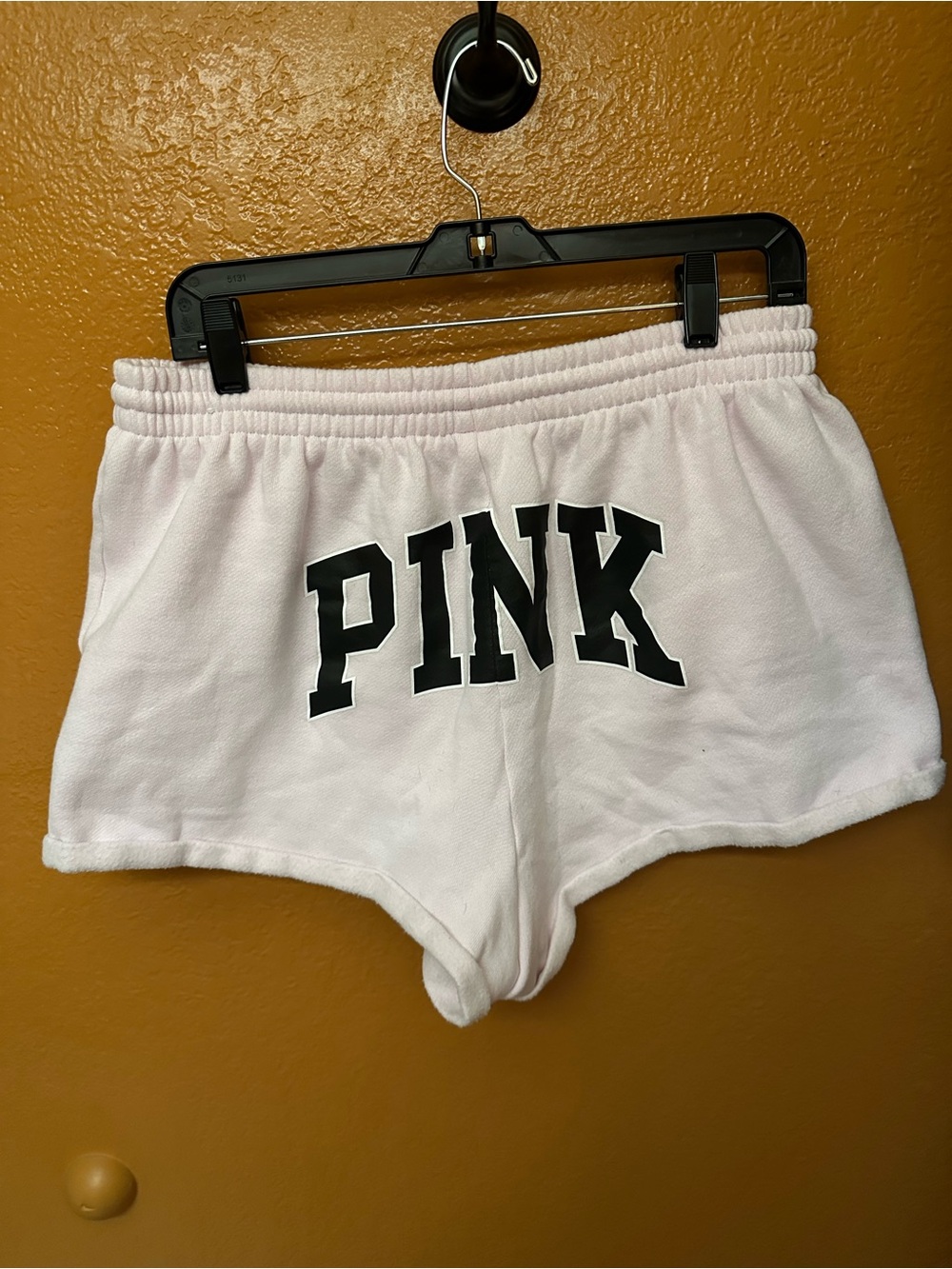 PINK Victoria's Secret Light Pink Fleece Logo Lounge Shorts